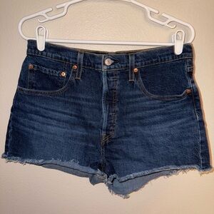 Levi’s 501 Denim Dark Blue Button Fly‎ Raw Hem Women's Shorts size 31